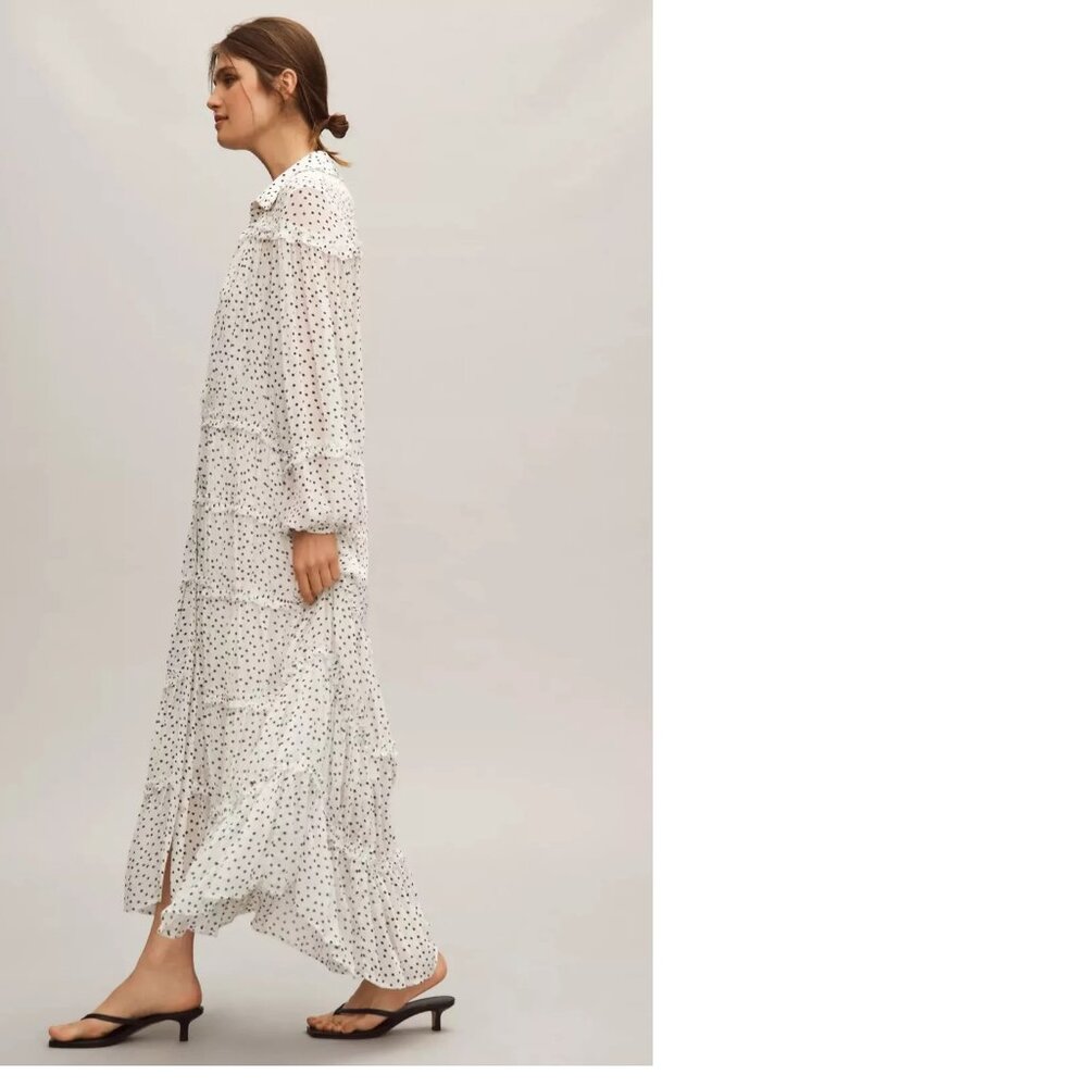 By Anthropologie Long-Sleeve Smocked Tiered Maxi Dress SP new #252 - Picture 3 of 7
